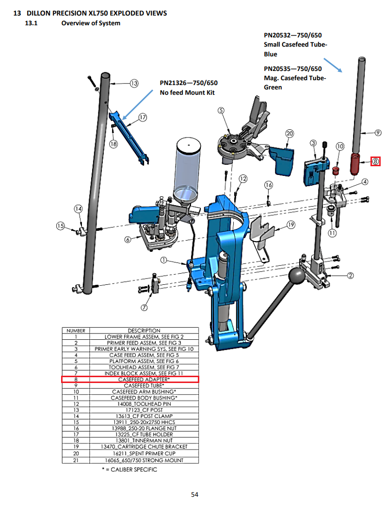 Casefeed Adapter for Dillon XL650/XL750